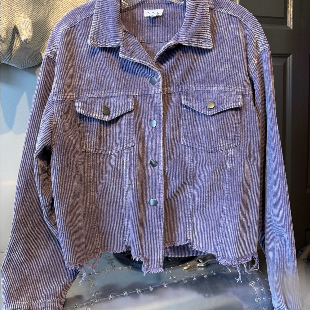 POL Corduroy Cropped Jacket in Lavender